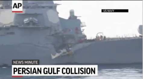 Πλάνα από το `λαβωμένο` αμερικανικό αντιτορπιλικό στο Ορμούζ