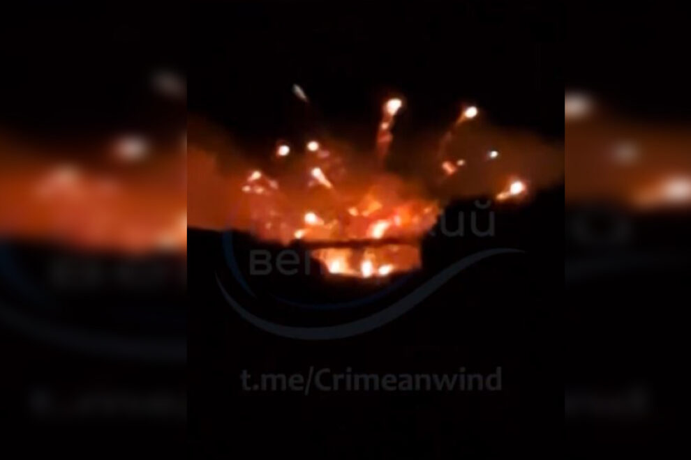 Στιγμιότυπο από έκρηξη σε γέφυρα της Κριμαίας
