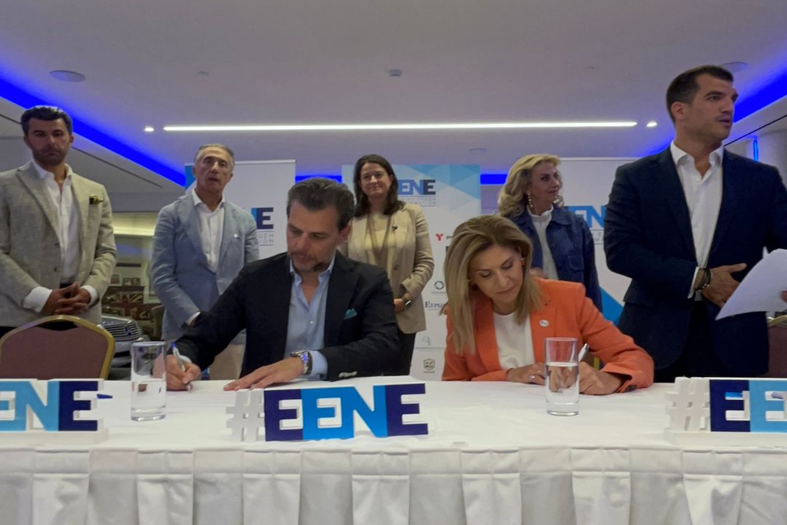 Υπουργός Εργασίας και Κοινωνικής Ασφάλισης, Νίκη Κεραμέως - Προέδρος Ε.ΕΝ.Ε., Κρίστιαν Χατζημηνάς - Πρόεδρος Δ.Σ. CSR HELLAS, Αλεξάνδρα Πάλλη | Επίτιμος Προέδρος της Ε.ΕΝ.Ε., Βασίλης Αποστολόπουλος | Αντιπρόεδρος Ε.ΕΝ.Ε. Σοφία Κουνενάκη – Εφραίμογλου | Γενικός Γραμματέας της Ε.ΕΝ.Ε., Θωμάς Αποστολίδης | Γενικός Διευθυντής της Ε.ΕΝ.Ε., κ. Παύλος Ευθυμίου
