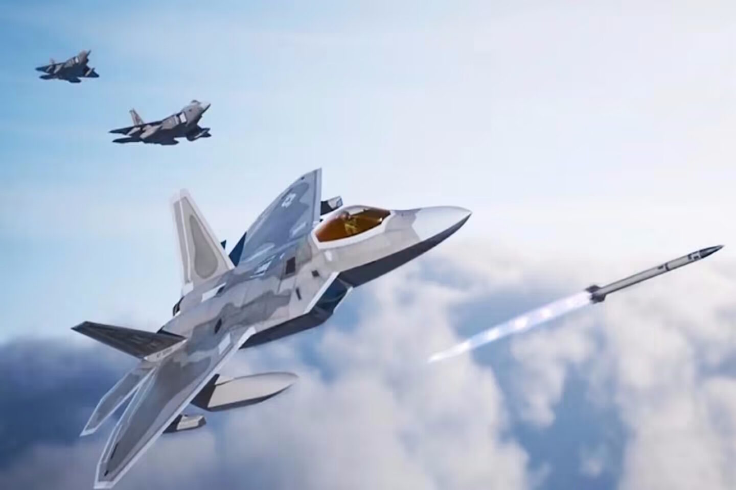 Σχέδιο της USAF με F-22 να εκτοξεύει πύραυλο αέρος-αέρος τύπου AIM-260