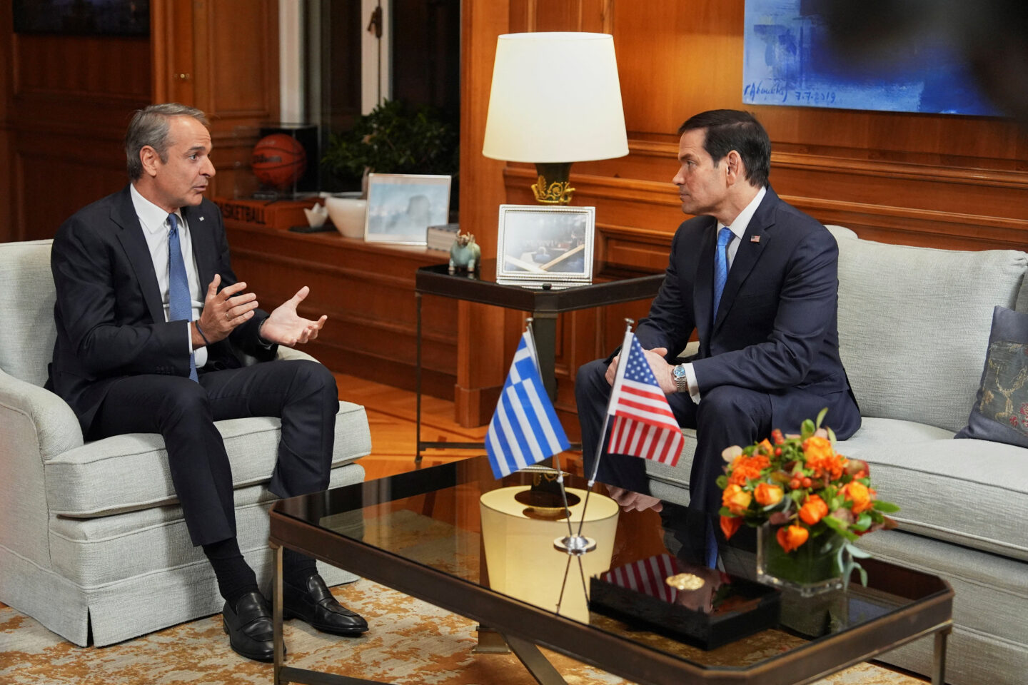 Ο Κυριάκος Μητσοτάκης με τον Μάρκο Ρούμπιο