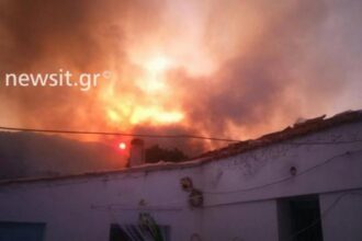 Μάχη με τις φλογές δίνουν οι πυροσβέστες στη Μάνη