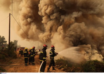 Φωτιά στην Εύβοια: Αναζωπύρωση απειλεί το Ασμήνιο κοντά στο Πευκί
