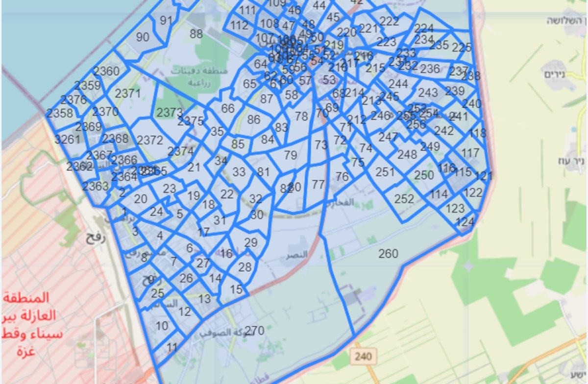 Ισραηλινός στρατός - χάρτης - Γάζα