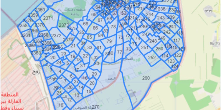 Ισραηλινός στρατός - χάρτης - Γάζα