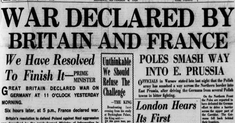 Σαν σήμερα Το 1939 η Βρετανία και Γαλλία κηρύσσουν τον πόλεμο στη